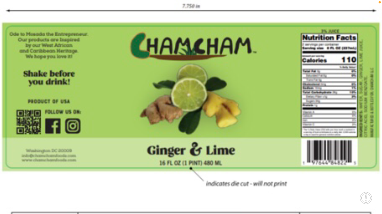 ChamCham Ginger and Lime, Case of 12, 16 FL OZ